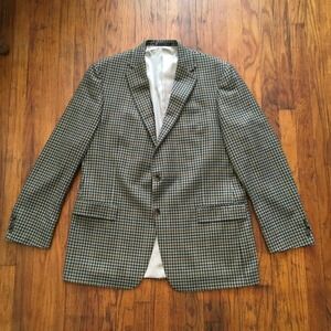 Hart Schaffner Marx Men's Blazer 46L Loro Piana‎ Cashmere Plaid Checked USA Made